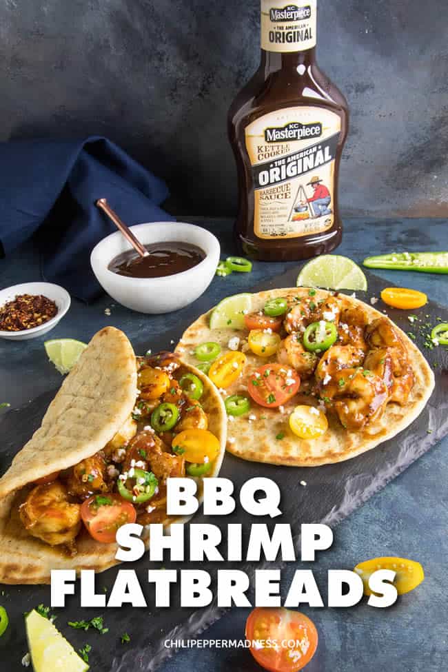 Barbecue Shrimp Flatbreads - These Barbecue Shrimp Flatbreads are flavorful, succulent, and on the table in only 10 minutes. A perfect easy weekday lunch or dinner. Here is the recipe. #Flatbread #Sandwich #shrimp #dinner #EasyMeals #BBQ