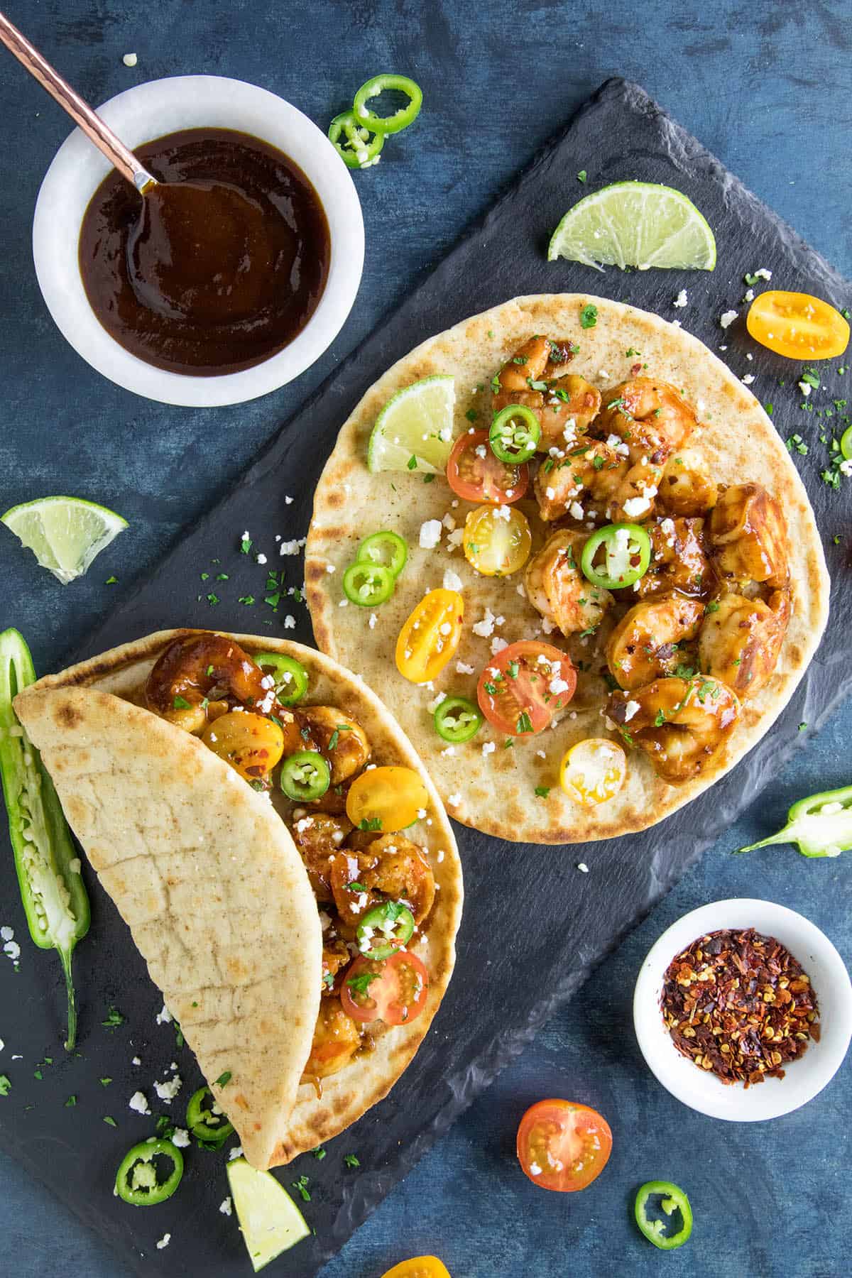 BBQ Shrimp Flatbreads - Ready to eat.