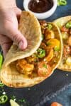 BBQ Shrimp Flatbreads - In my hand and ready to eat.