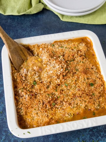 Creamy Cajun Chicken Casserole served.