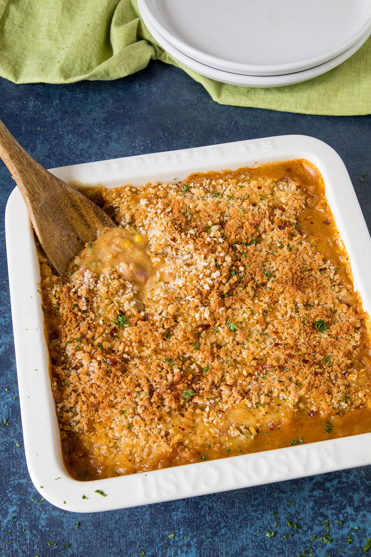 Creamy Cajun Chicken Casserole served.