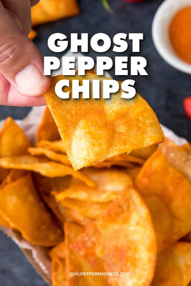 Ghost Pepper Chips - Make your own extra spicy ghost pepper chips at home with this recipe. Homemade spicy tortilla chips are hotter than anything you'll get in the store. #GhostPeppers #SpicySnack #SpicyChips #Snack