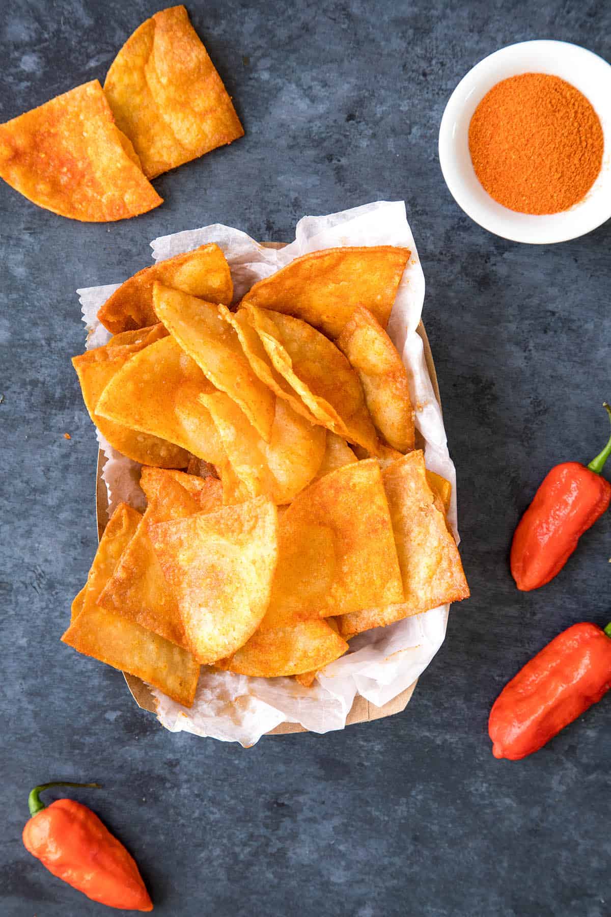 Ghost Pepper Chips - In a bowl, ready to enjoy