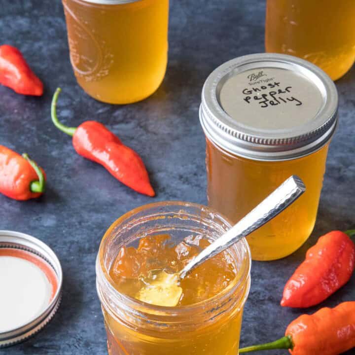 Ghost Pepper Jelly server in jars
