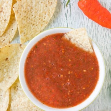 Ghost Pepper Salsa served in a bowl.