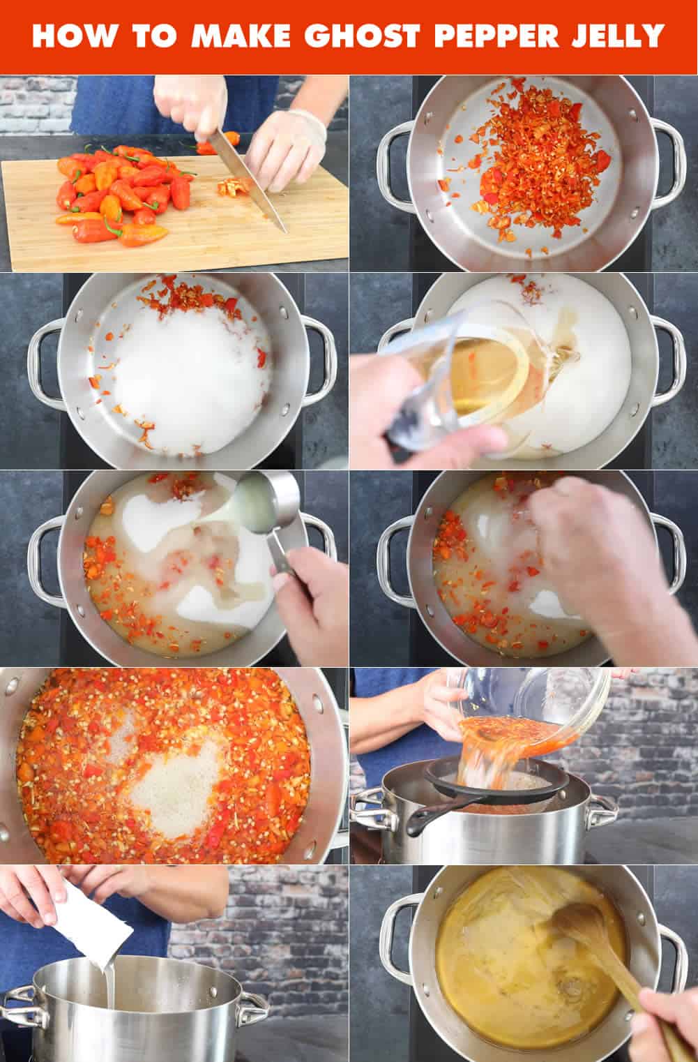 The process of making Ghost Pepper Jelly