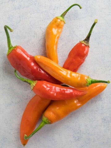 A collection of Aji Amarillo Chili Peppers