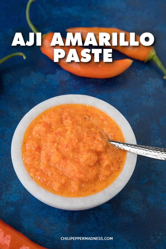 Aji Amarillo Paste Recipe - Aji Amarillo Paste is widely used in Peruvian cooking. You can buy Aji Amarillo Paste commercially, but here is a recipe to make it at home with fresh Aji Amarillo chili peppers. #ChiliPaste #AjiAmarillo