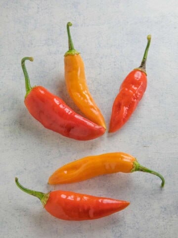 A collection of Aji Cristal Chili Peppers