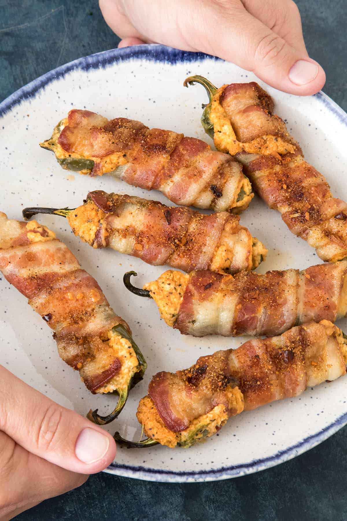 Bacon Wrapped Jalapeno Poppers - Closeup on a Plate