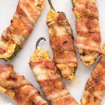 Bacon Wrapped Jalapeno Poppers served.