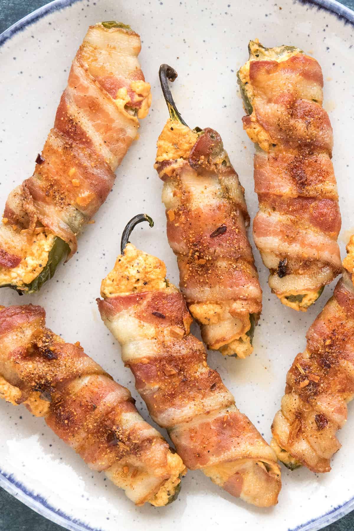 Bacon Wrapped Jalapeno Poppers served.