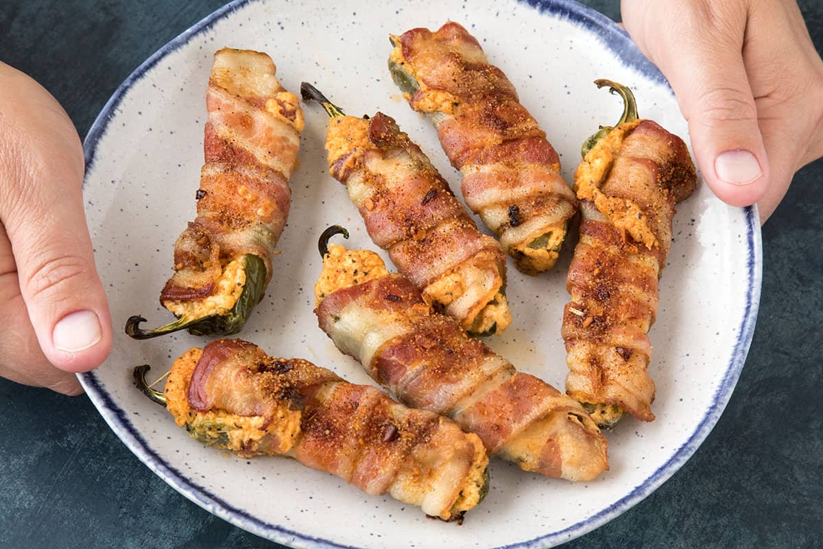 Bacon Wrapped Jalapeno Poppers - On a plate