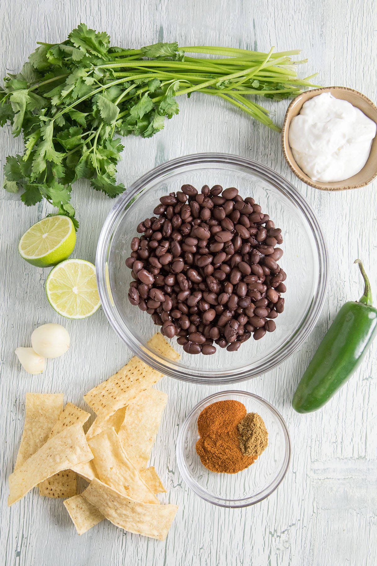 Black Bean Dip ingredients.