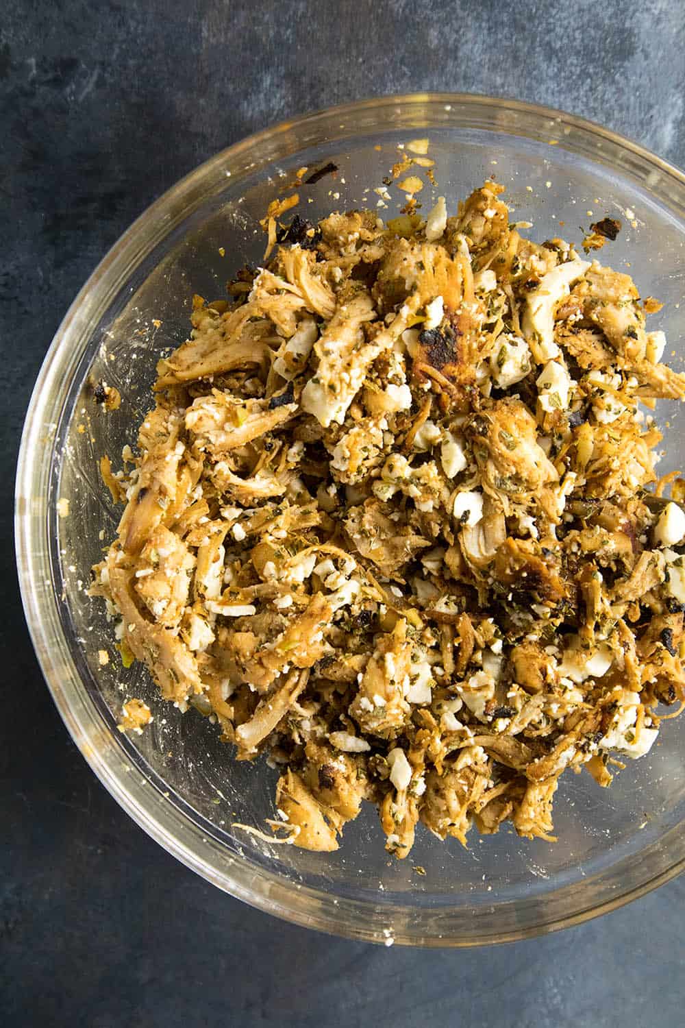 Chicken and Cheese stuffing in a bowl