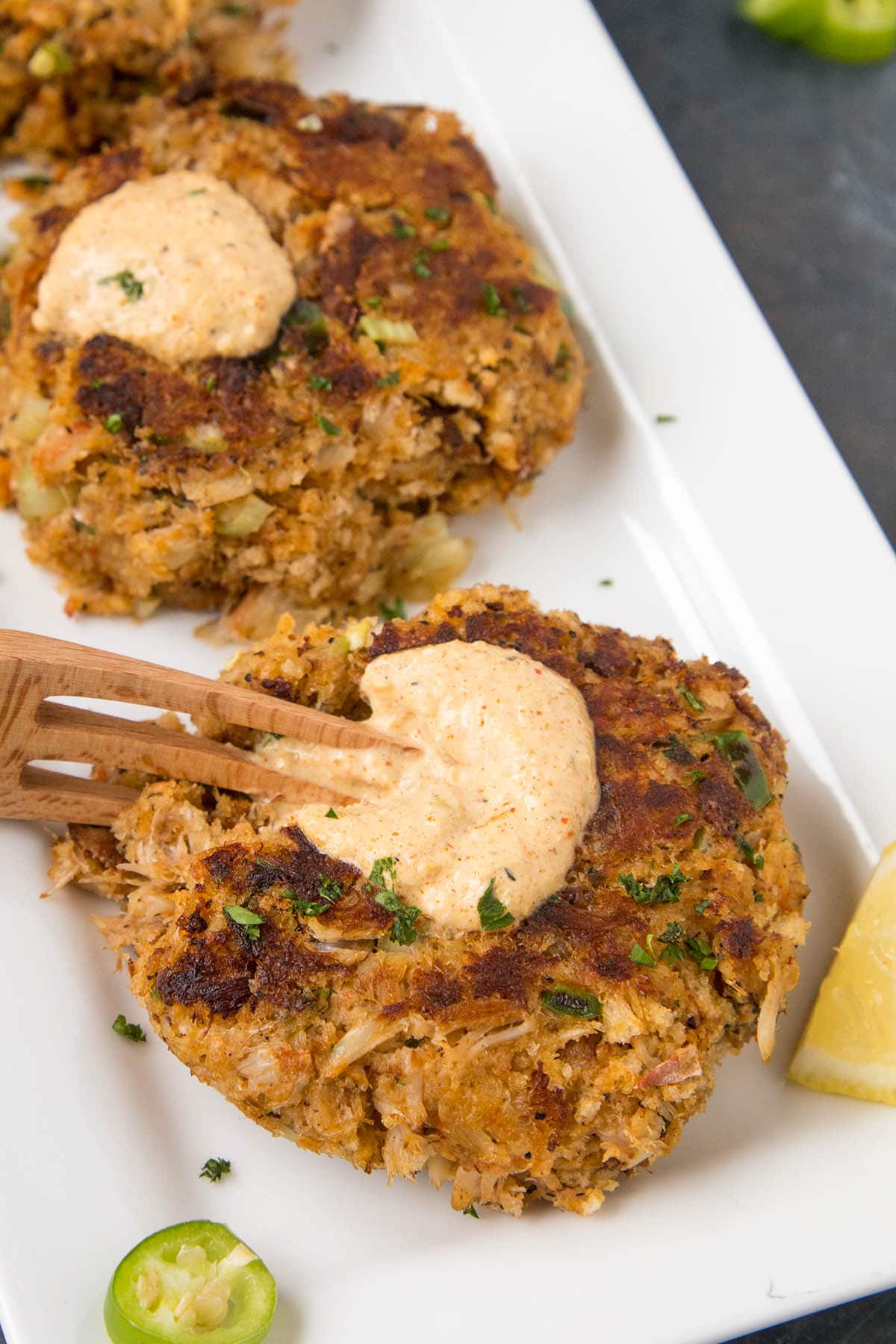 Crab Cakes with Cajun Cream Sauce - Eating with a Fork