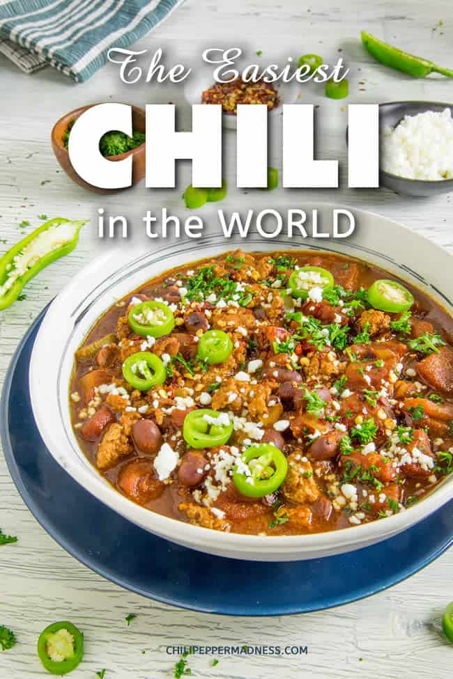 The Easiest Chili in the World - A recipe for chili that is so easy, you’ll have family dinner on the table with hardly any effort. It’s perfect for cooler weather and busy schedules - with just the right amount of spicy. #SpicyChili #EasyDinner