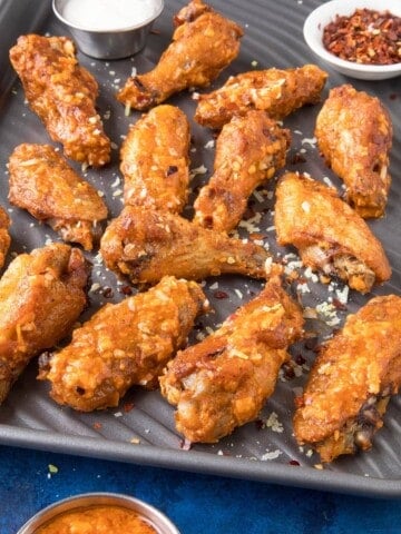 Garlic Parmesan Chicken Wings looking extra delicious.