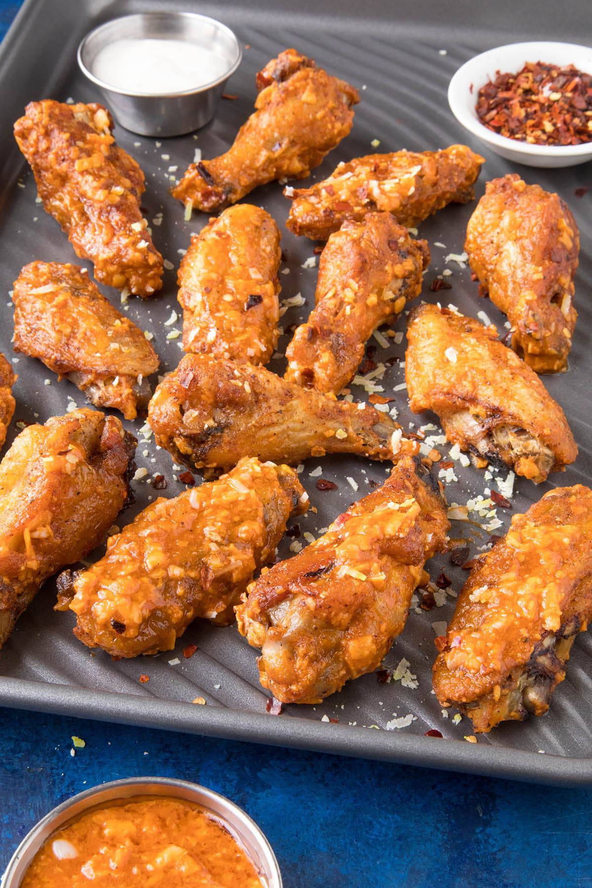 Garlic Parmesan Chicken Wings looking extra delicious.