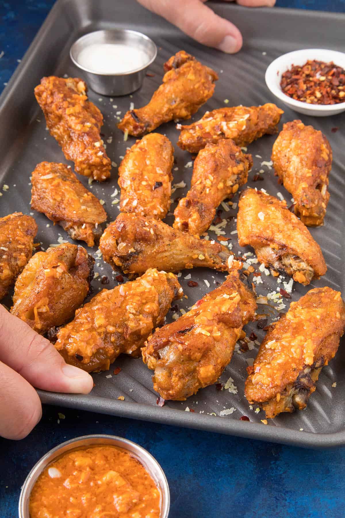 Serving up our Garlic Parmesan Chicken Wings