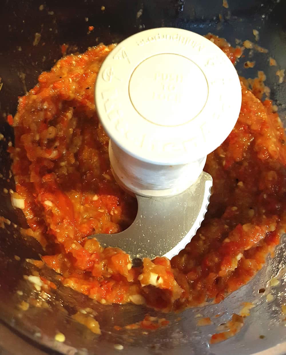 Processing the ingredients to make Ajvar