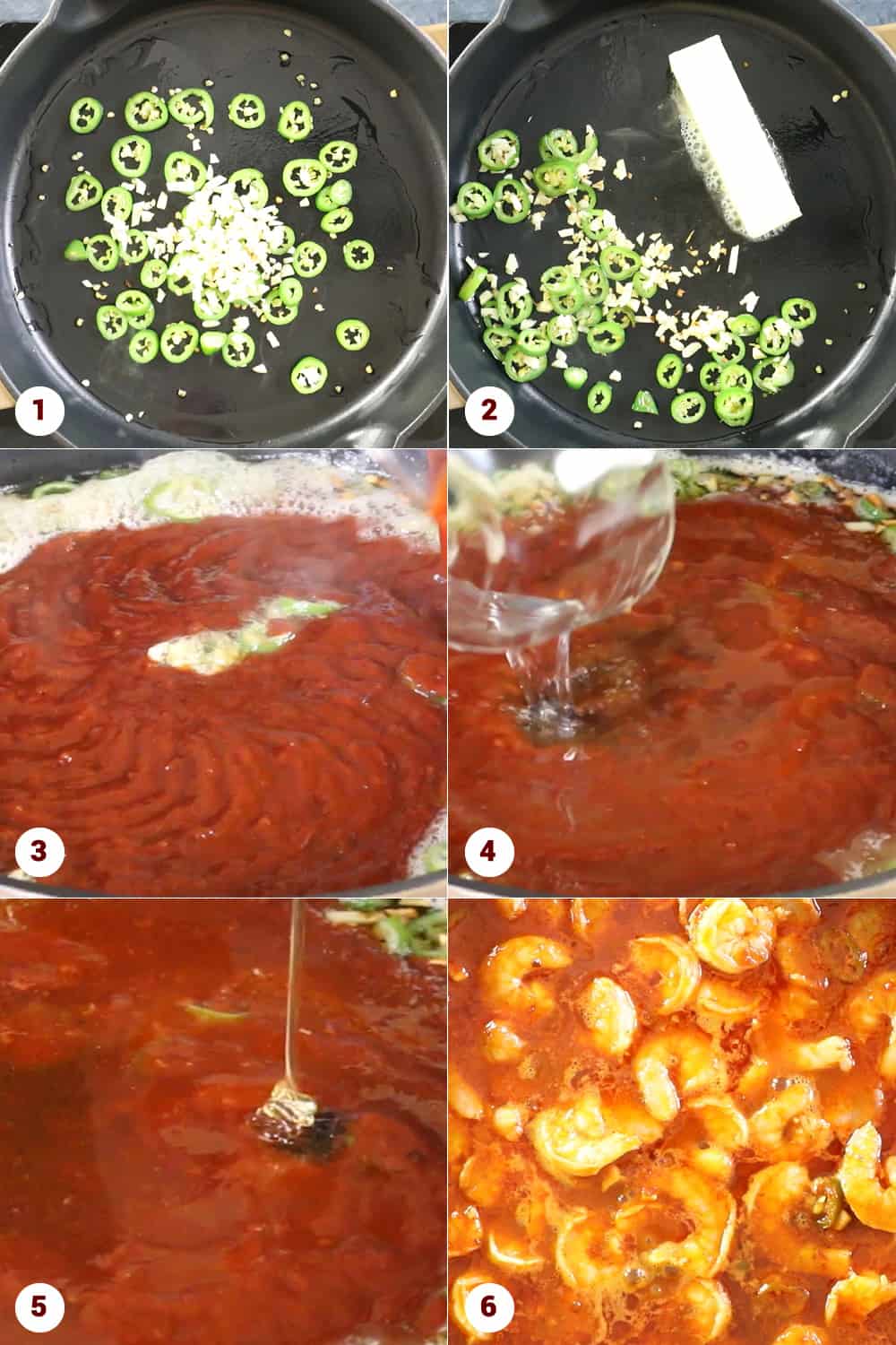 The steps to make the Shrimp in Fiery Chipotle-Tequila Sauce