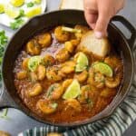 Spicy Shrimp in Chipotle-Tequila Sauce in a big skillet