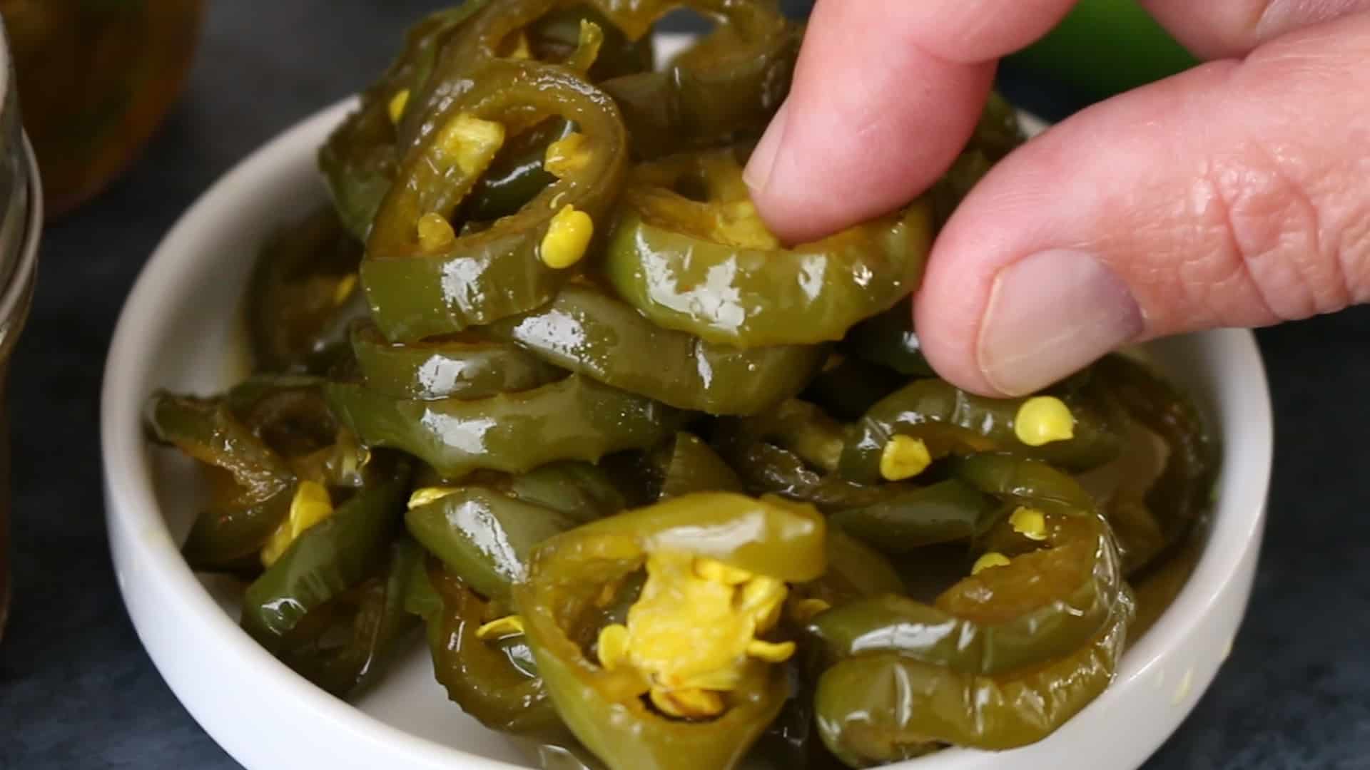Grabbing some Candied Jalapenos (Cowboy Candy)