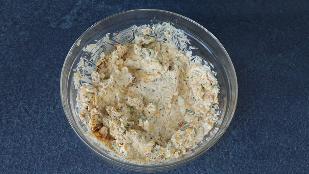 Mixing the Bacon Jalapeno Popper Dip
