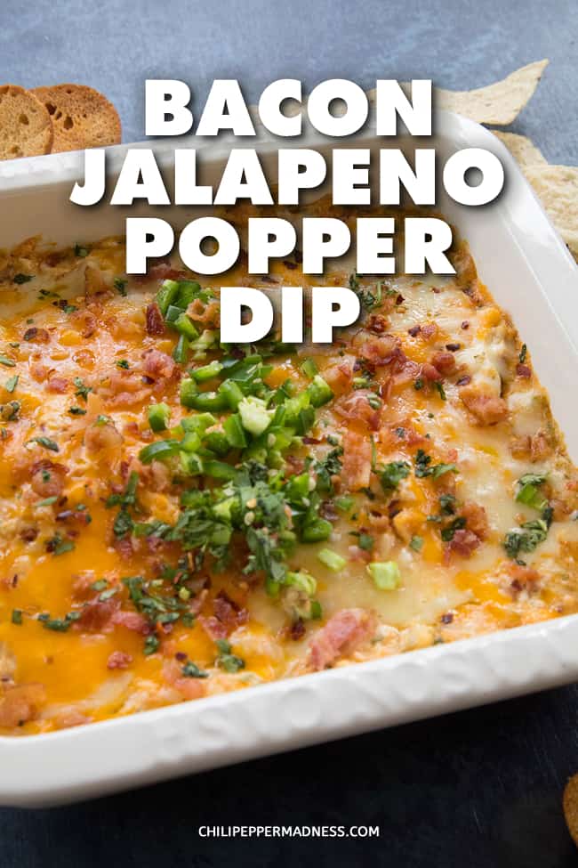 Bacon Jalapeno Popper Dip - My favorite jalapeno popper dip recipe made with loads of bacon, it is extra cheesy, creamy, and just the right amount of spicy. It's the perfect party appetizer. #Appetizer #PartyFood