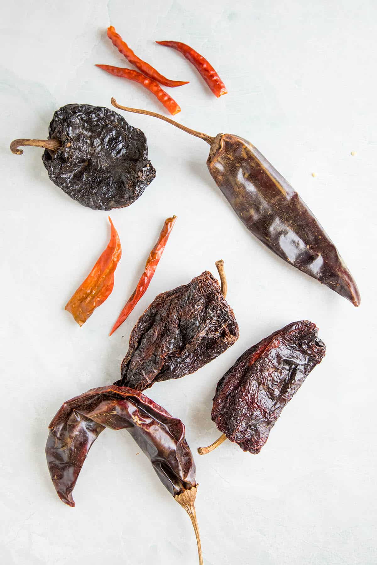 Dried chili pepper pods for making Homemade Chili Powder