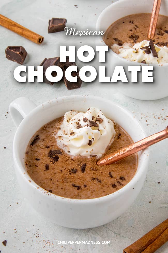 Mexican Hot Chocolate - This Mexican Hot Chocolate recipe is made with cocoa powder, cinnamon, vanilla and a mix of chili powders for just a touch of warmth. It has just the right amount of chocolate and spice. #HotChocolate #MexicanDrinks
