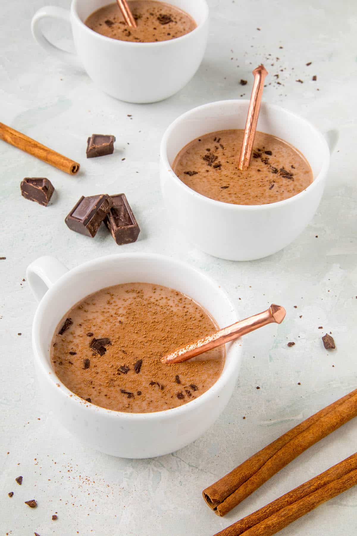 Mexican Hot Chocolate in a cup, ready to serve