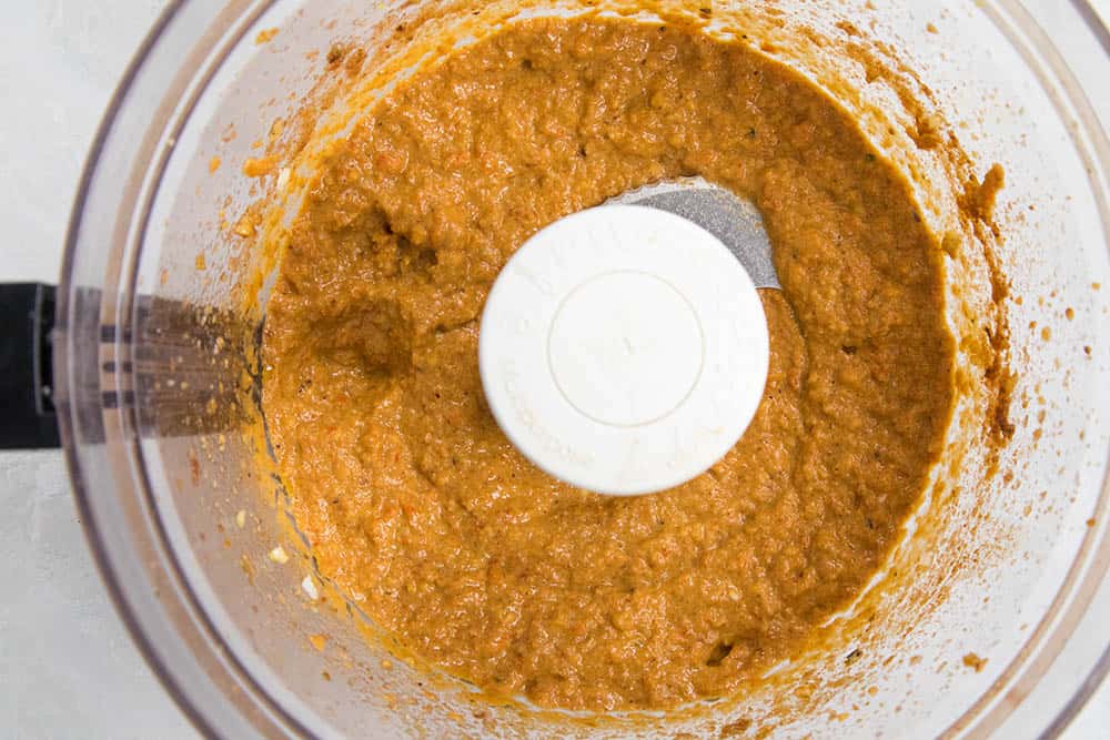 Muhammara, in a food processor