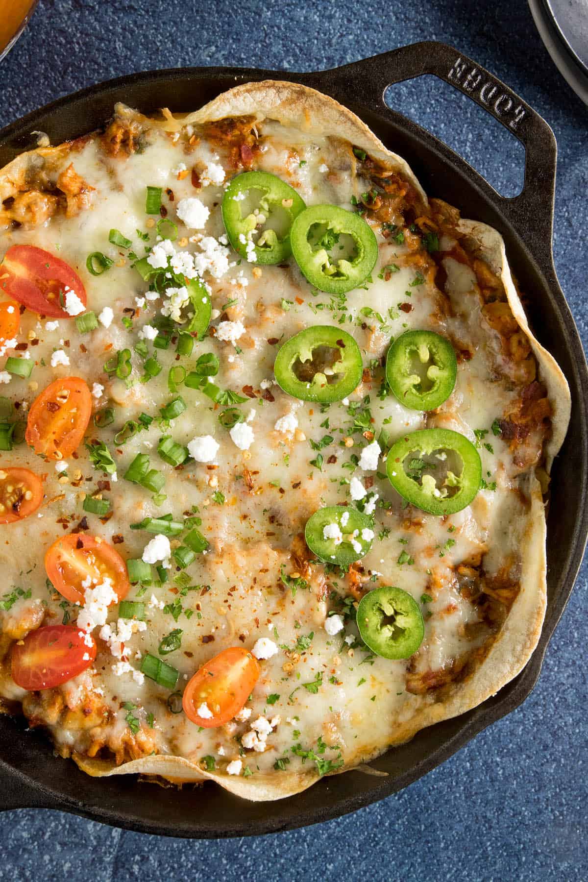 Chipotle Chicken Enchilada Casserole in a pan