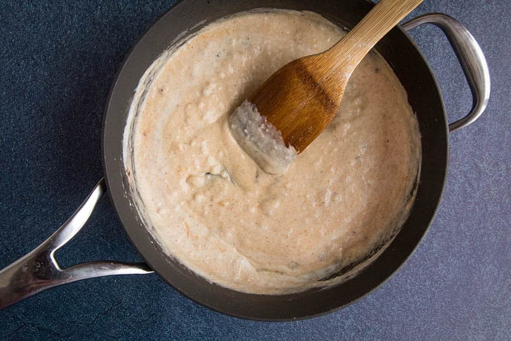 Making the roux in a pan