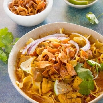 Khao Soi - Thai Coconut Curry - served in a bowl