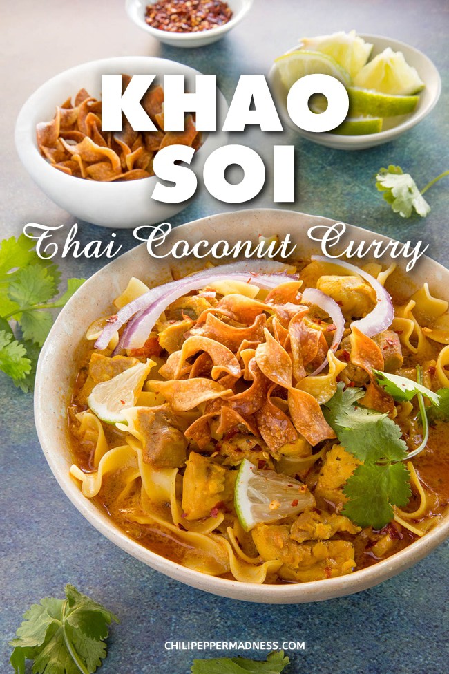 Khao Soi (Northern Thai Coconut Curry Soup) - Khao Soi is a popular northern Thai curry recipe made with egg noodles cooked in coconut milk and an intensely flavorful curry paste of toasted chilies, ginger, cilantro, garlic, and more. #ThaiFood #CoconutCurry #Spicy