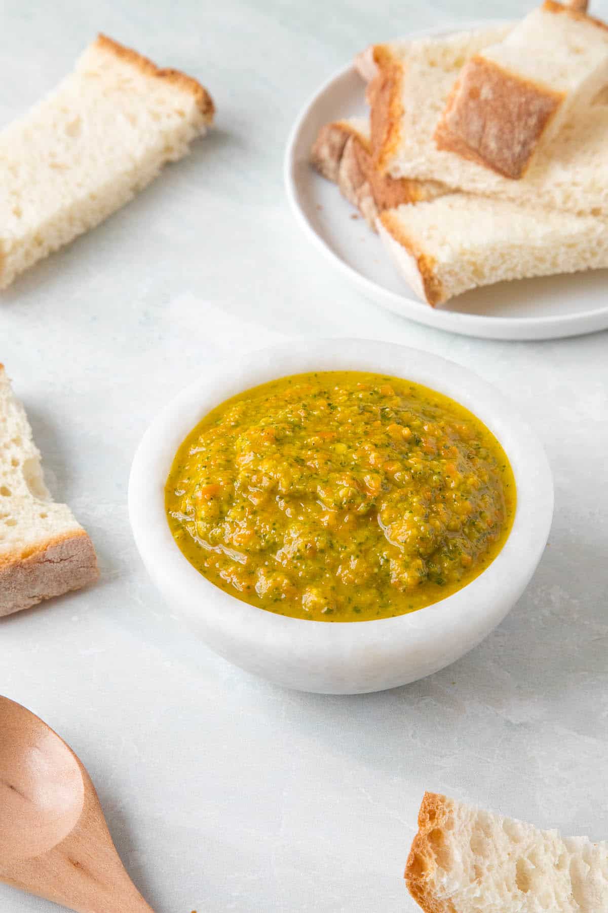 Pebre, in a bowl, ready to serve