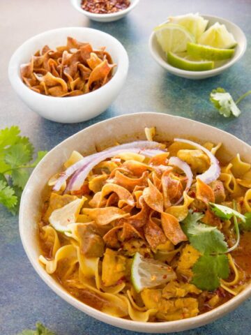 Khao Soi - Thai Coconut Curry - served in a bowl