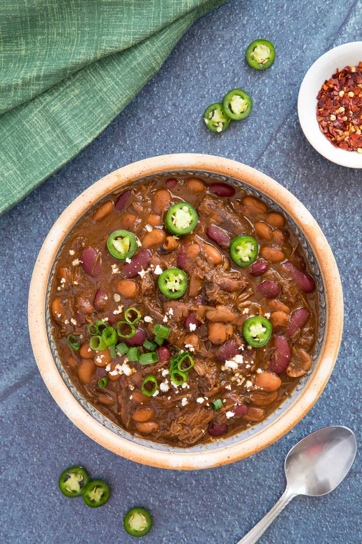 Beef Chili in a bowl, ready to serve