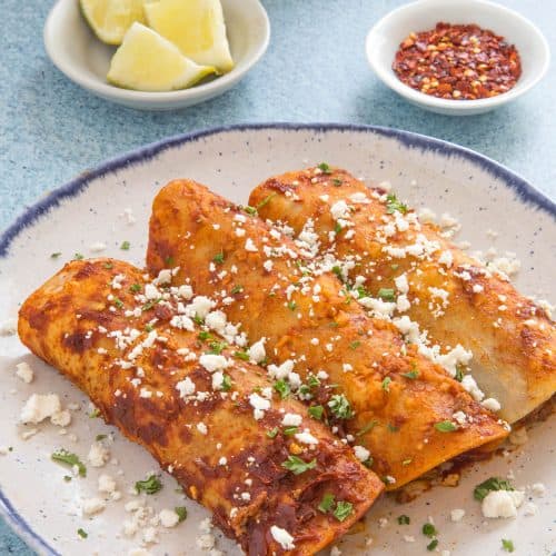 Beef Enchiladas served on a plate