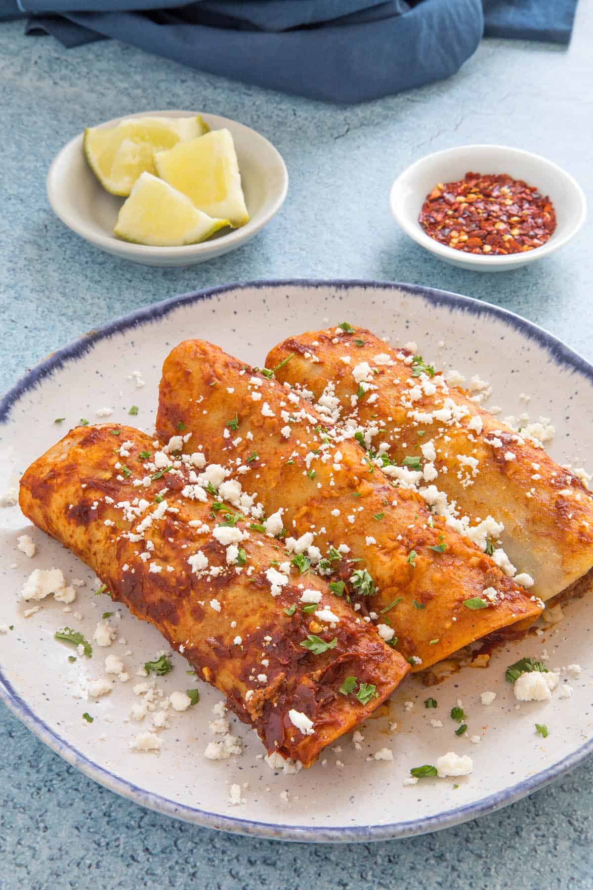 Beef Enchiladas served on a plate