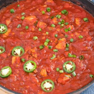 Chicken Creole in a pan, ready to serve