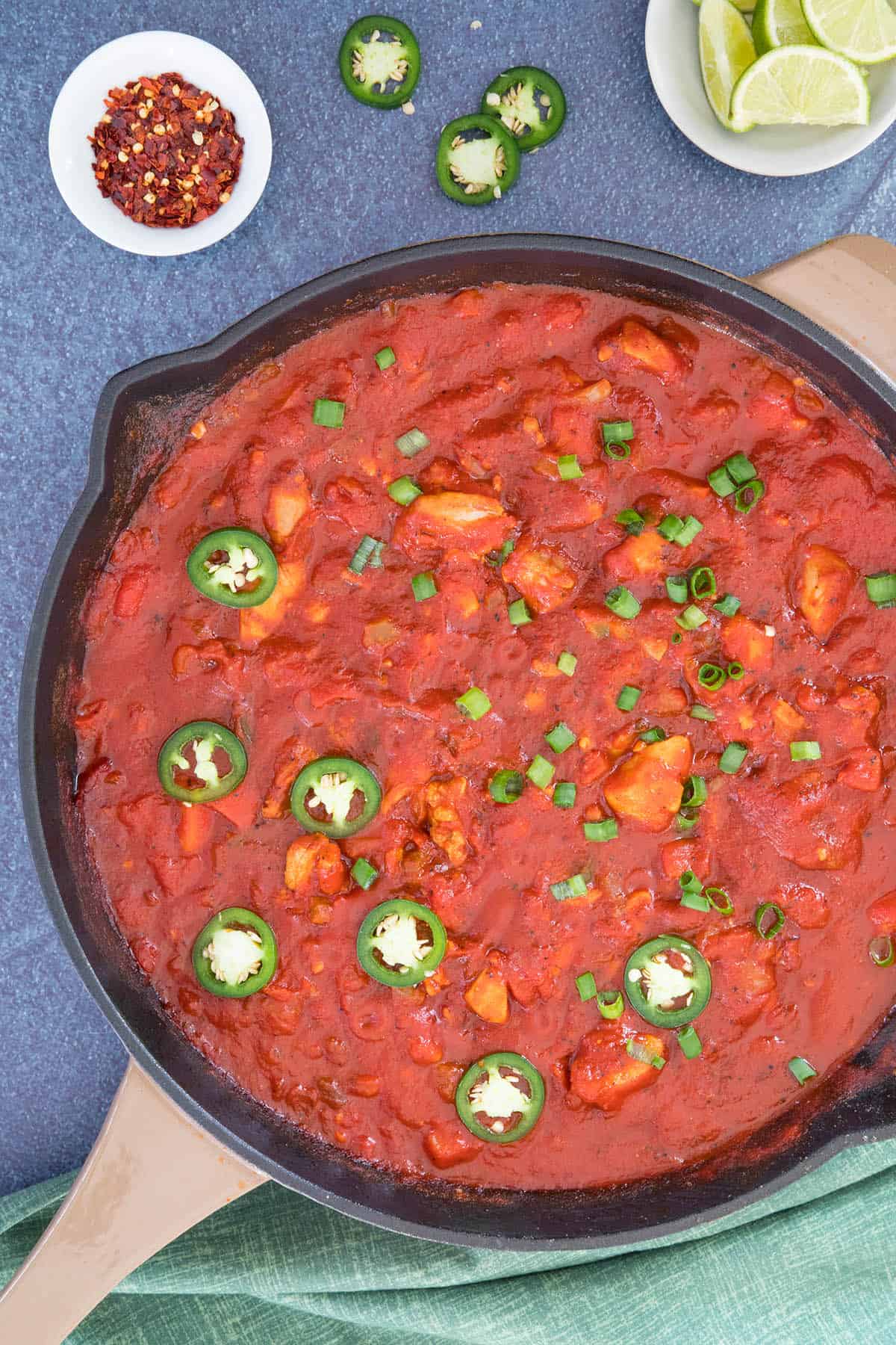 Chicken Creole in a pan, ready to eat