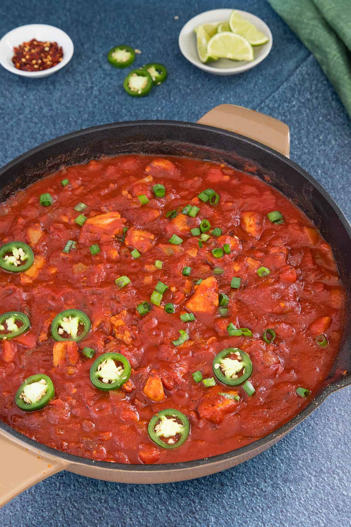 Chicken Creole in a pan, ready to serve