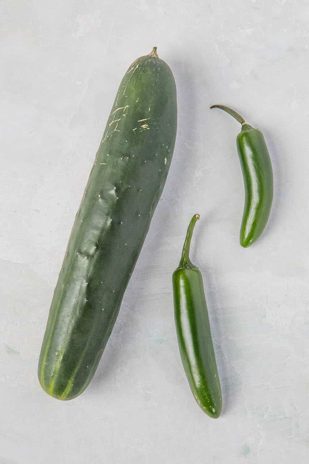 Cucumbers and serrano peppers