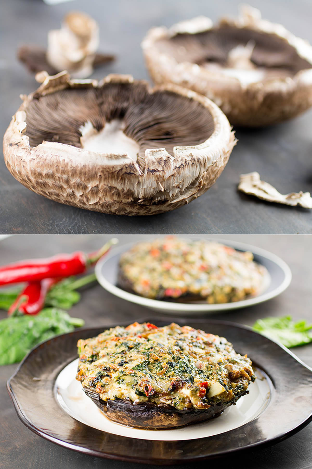 stuffed portobello mushrooms with spinach and cheese