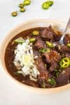 Texas Chili in a bowl, ready for you to taste