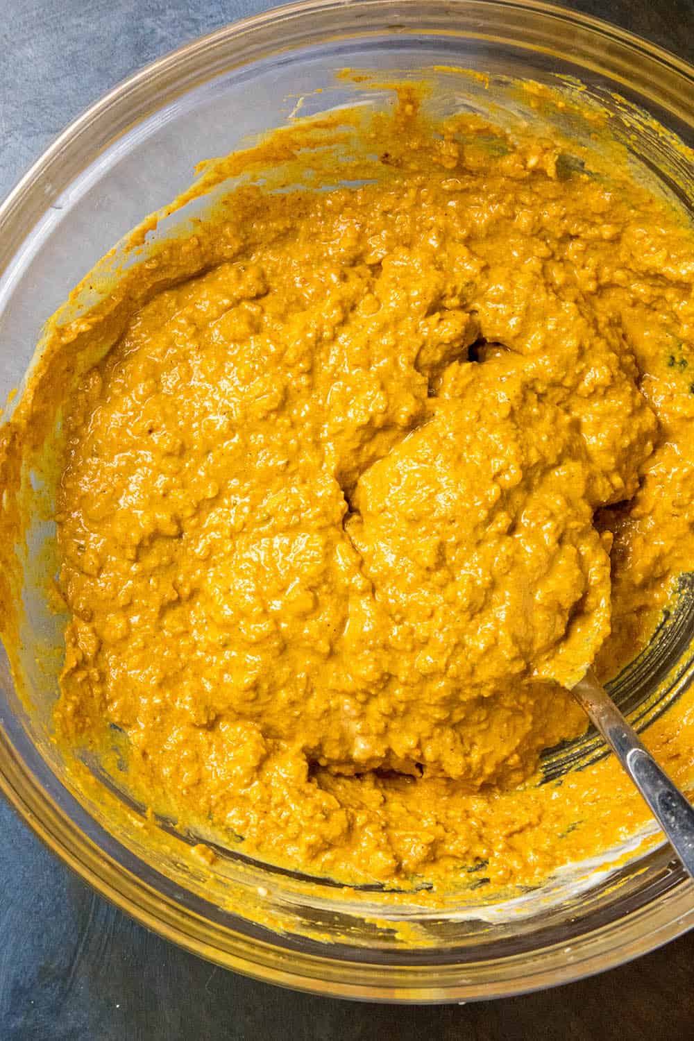 Chicken Korma paste mixed with yogurt to make our marinade